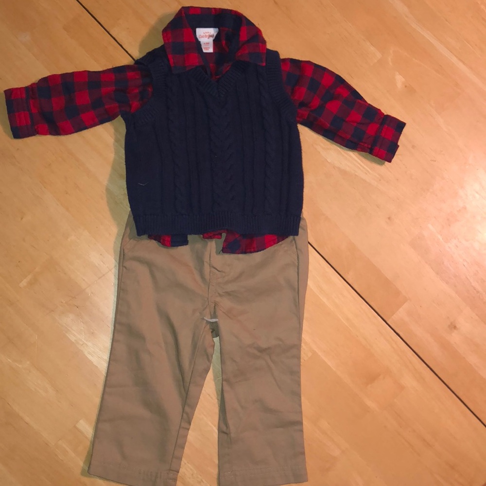 Baby boy Cat & Jack sweater vest outfit